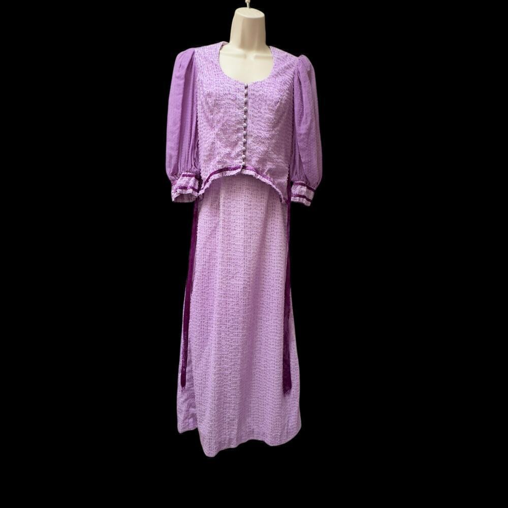 Sue Wong Young Innocent by Arpeja VINTAGE 2 Piece Edwardian Dress Purple Size XS - Picture 12 of 16
